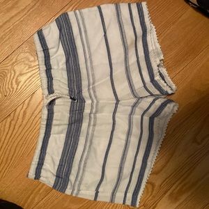 Preppy blue and white striped shorts